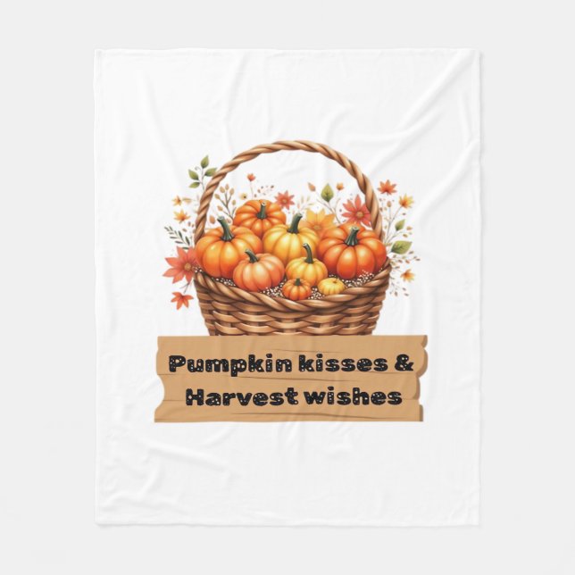 Pumpkin Spice & Everything Nice – Cosy Autumn Fall Fleece Blanket (Front)