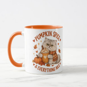 Pumpkin Spice & Everything Nice Cute Cat Mug