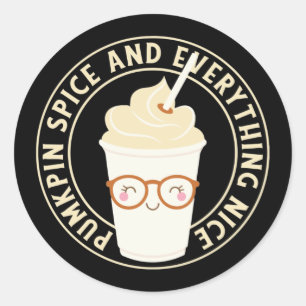 Pumpkin Spice & Everything Nice Cute Kawaii Classic Round Sticker
