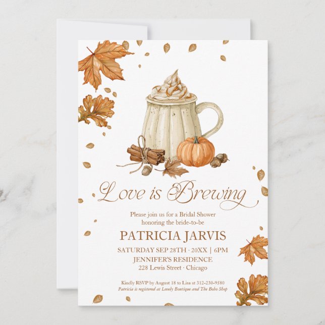 Pumpkin Spice & Everything Nice Fall Bridal Shower Invitation (Front)