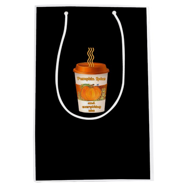 Pumpkin Spice & Everything Nice Fall Colourful Cof Medium Gift Bag (Front)