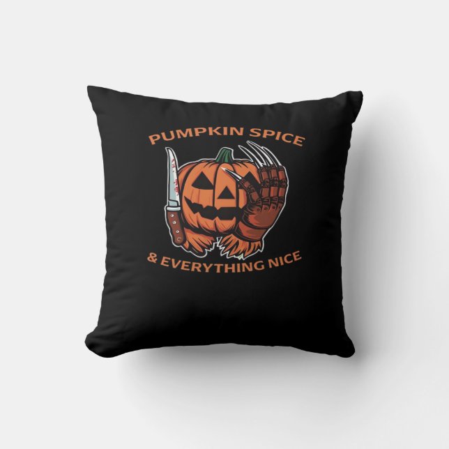 Pumpkin Spice & Everything Nice Funny Meme Cushion (Front)