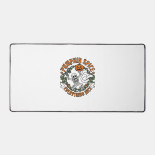 Pumpkin Spice Everything Nice Halloween Skeleton V Desk Mat