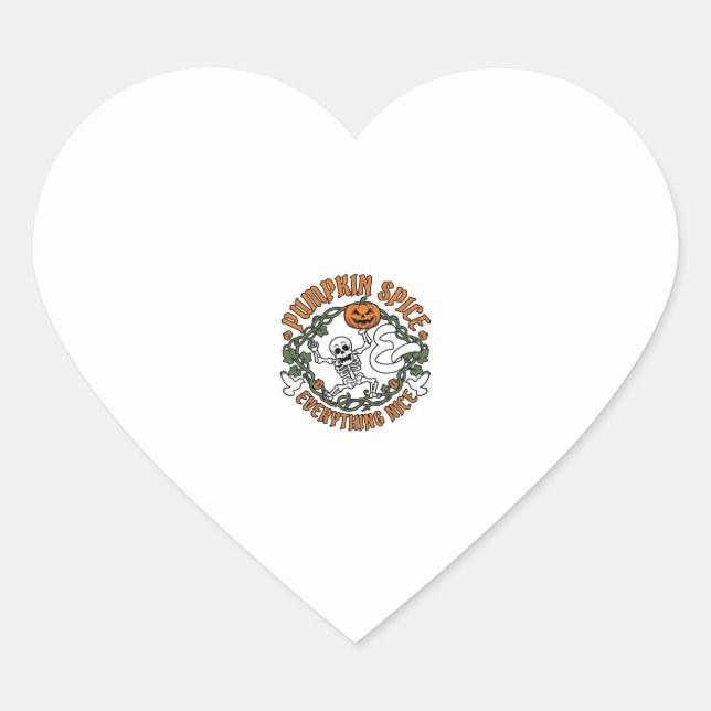 Pumpkin Spice Everything Nice Halloween Skeleton V Heart Sticker (Front)