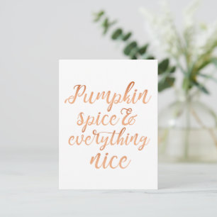 Pumpkin spice & everything nice postcard