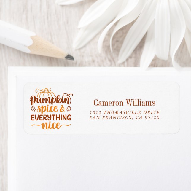 Pumpkin Spice & Everything Nice Return Address Label (Insitu)