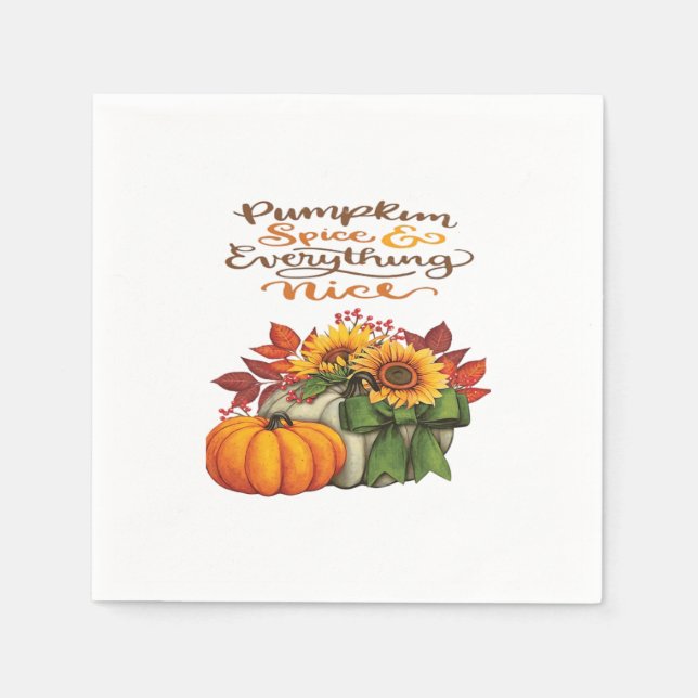 Pumpkin Spice & Everything Nice Slogan Vibes Napkin (Front)