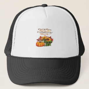 Pumpkin Spice & Everything Nice Slogan Vibes Trucker Hat