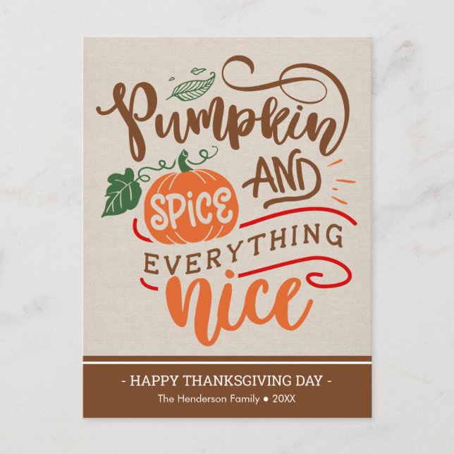Pumpkin Spice & Everything Nice Thanksgiving Card (Front)