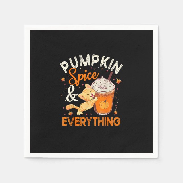 Pumpkin Spice Everything Shirt Cat Lover Cute Autu Napkin (Front)