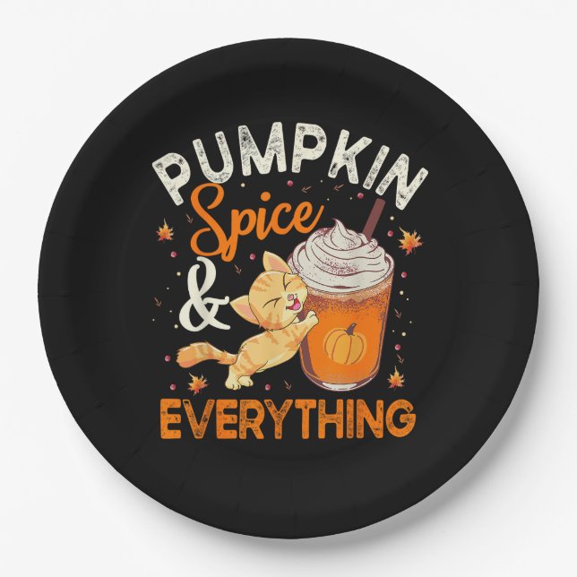 Pumpkin Spice Everything Shirt Cat Lover Cute Autu Paper Plate (Front)