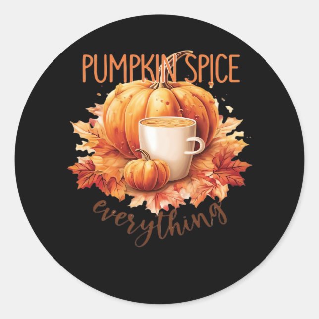 Pumpkin Spice Everything Word Art Classic Round Sticker (Front)