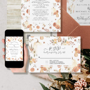 Pumpkin Spice Fall Autumn Leaves Wedding RSVP