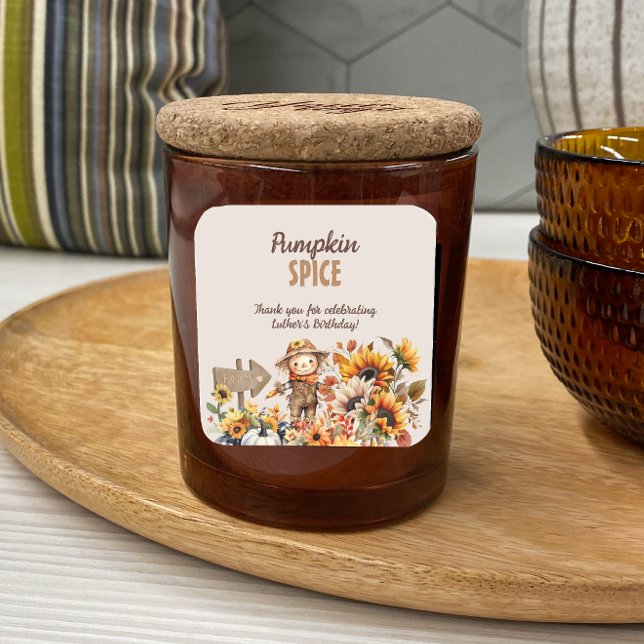 Pumpkin Spice Fall Birthday Favour Square Sticker (Creator Uploaded)