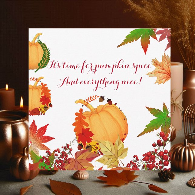  Pumpkin Spice Fall Colours Red Berry Maple Leaves Card (Pumpkin Spice Fall Colors Red Berry Maple Leaves Card)