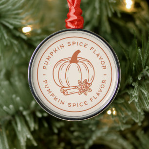 Pumpkin spice flavour cosy fall season aesthetic metal ornament