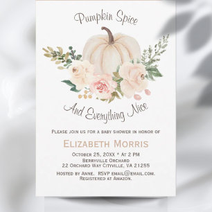 Pumpkin Spice Floral Baby Shower Invitation