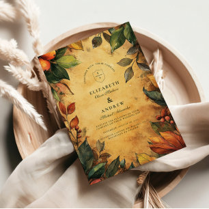 Pumpkin Spice Floral Wedding Invitation
