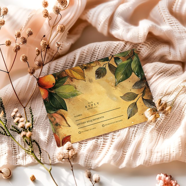 Pumpkin Spice Floral Wedding RSVP Card (Creator Uploaded)