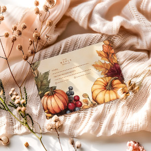 Pumpkin Spice Florals Wedding RSVP Card