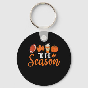 Pumpkin Spice Football Tis The Season Fall Thanksg Key Ring