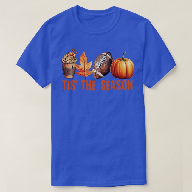 Pumpkin Spice Football Tis The Season Fall Thanksg T-Shirt (Design Front)