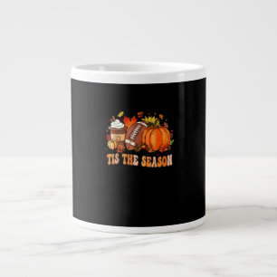 Pumpkin Spice Football Tis The Season Large Coffee Mug