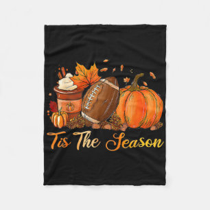 Pumpkin Spice Footbyll Tis The Season Fall Thanksg Fleece Blanket