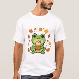 Pumpkin Spice Frog Cute Fall Art T-Shirt