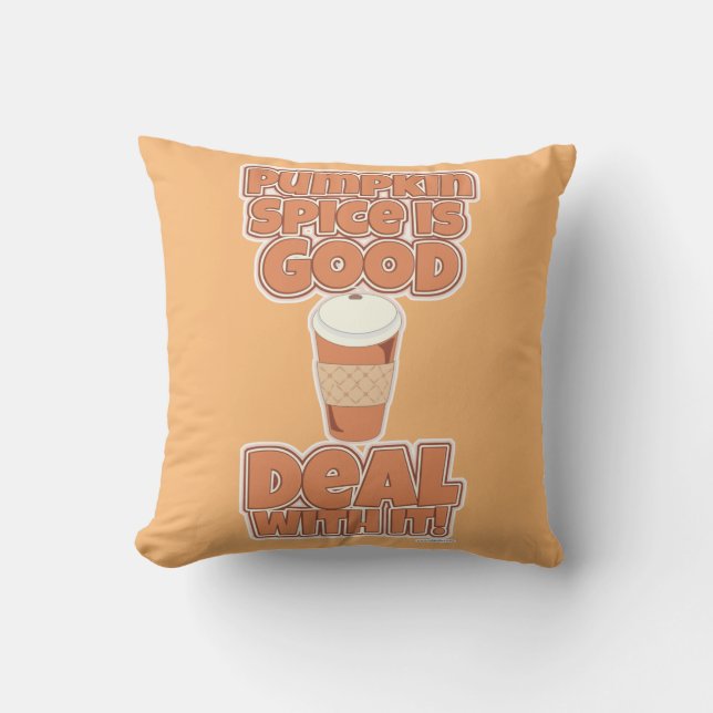 Pumpkin Spice Funny Cute Cartoon Slogan Cushion (Front)