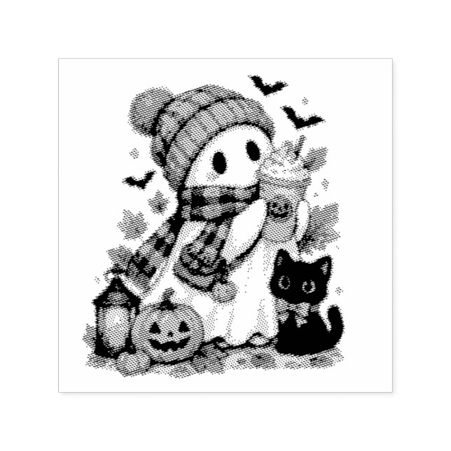 Pumpkin Spice Ghost Cosy Halloween Self-inking Stamp (Design)