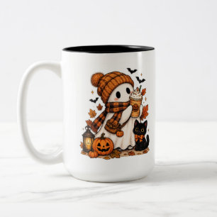 Pumpkin Spice Ghost Cosy Halloween Two-Tone Coffee Mug