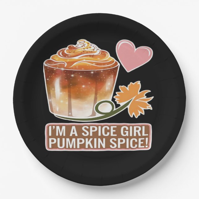 Pumpkin Spice Girl Fall Latte Sticker Paper Plate (Front)
