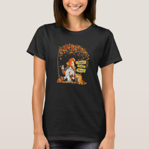 Pumpkin Spice Gnome Hello Fall Orange Plaid Patte T-Shirt
