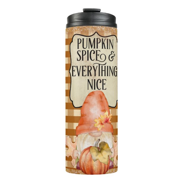Pumpkin Spice Gnome Plaid  Thermal Tumbler (Front)