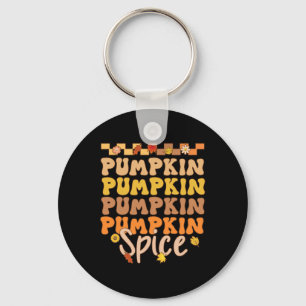 Pumpkin Spice Groovy Fall Thanksgiving Cute  Women Key Ring