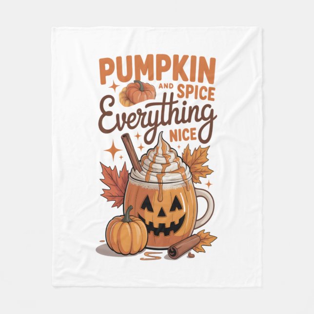 Pumpkin Spice Halloween Fleece Blanket (Front)