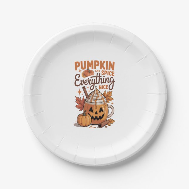 Pumpkin Spice Halloween Paper Plate (Front)