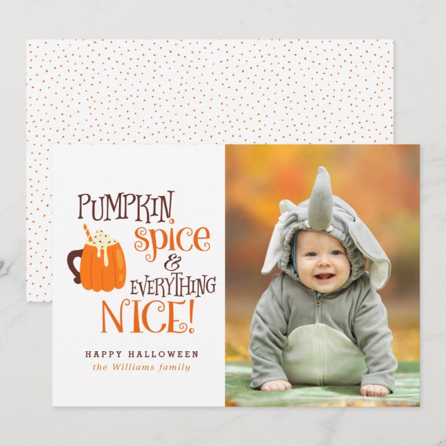 Pumpkin Spice Halloween Photo Cards (Front/Back)