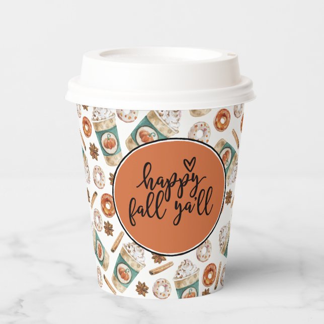 Pumpkin Spice | Happy Fall Y'all Paper Cups (Front)
