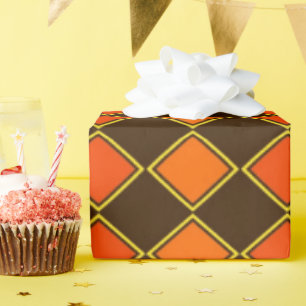 Pumpkin Spice Harlequin Pattern Wrapping Paper