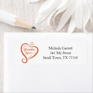 Pumpkin Spice Heart Fall Thanksgiving Custom Return Address Label