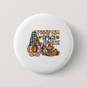 Pumpkin Spice Junkie Gnomes Fall Autumn Thanksgivi 6 Cm Round Badge