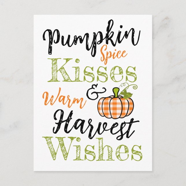 Pumpkin Spice Kisses Postcard (Front)