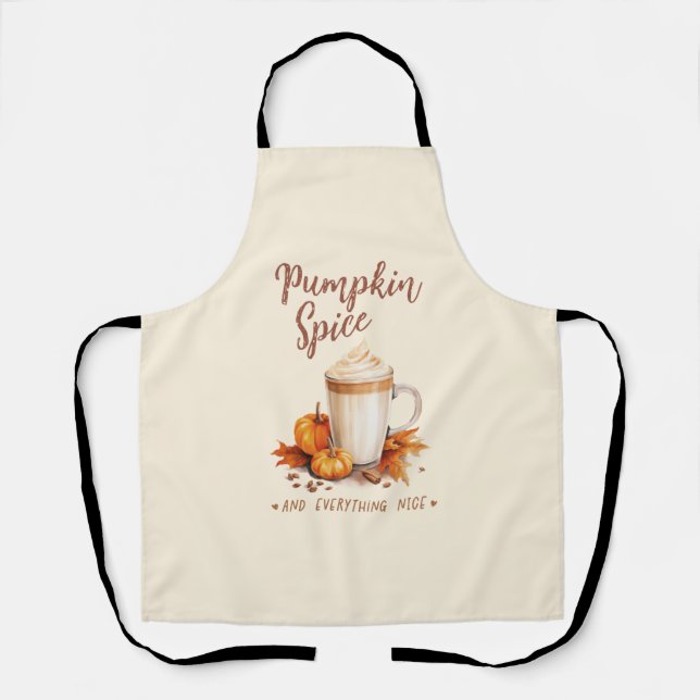 Pumpkin Spice – Latte & Autumn Foliage Apron (Front)