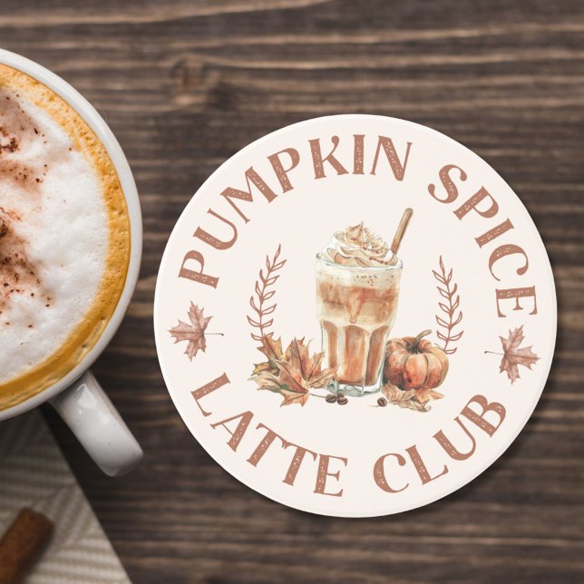 Pumpkin Spice Latte Club Fall Autumn Funny Quote Coaster (In situ)