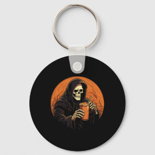 Pumpkin Spice Latte Coffee Autumn Halloween Grim R Key Ring