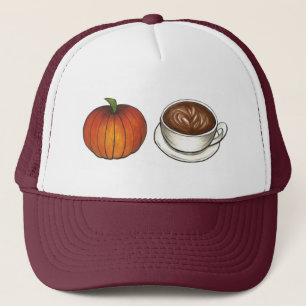 Pumpkin Spice Latte Coffee Cup Autumn Fall Trucker Hat