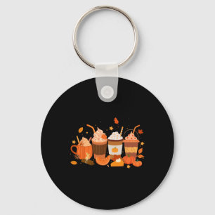 Pumpkin Spice Latte Coffee Happy Thanksgiving Men Key Ring