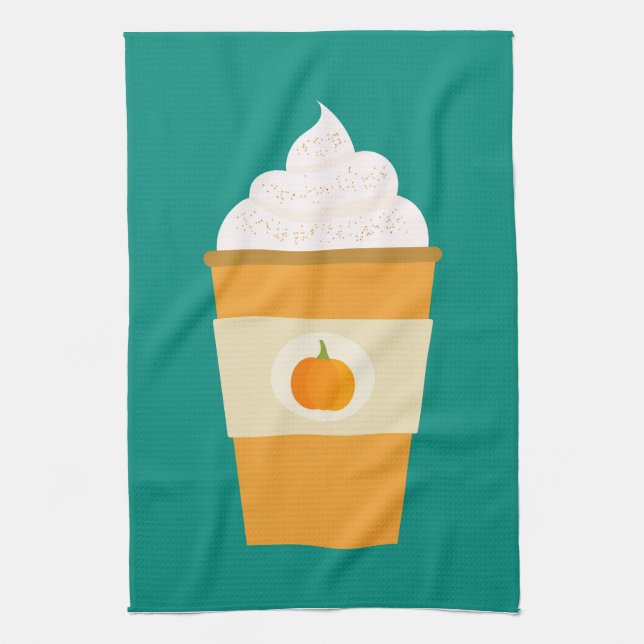 Pumpkin spice latte coffee  tea towel (Vertical)